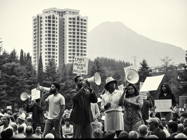 1960s era protesting anti-war, corporate transparency, civil rights, human rights, labor rights, and environmental rights